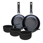 Ensemble de 2 poêles de 24 et 28 cm et 3 casseroles 16, 18 et 20 cm Fackelmann Brandao
