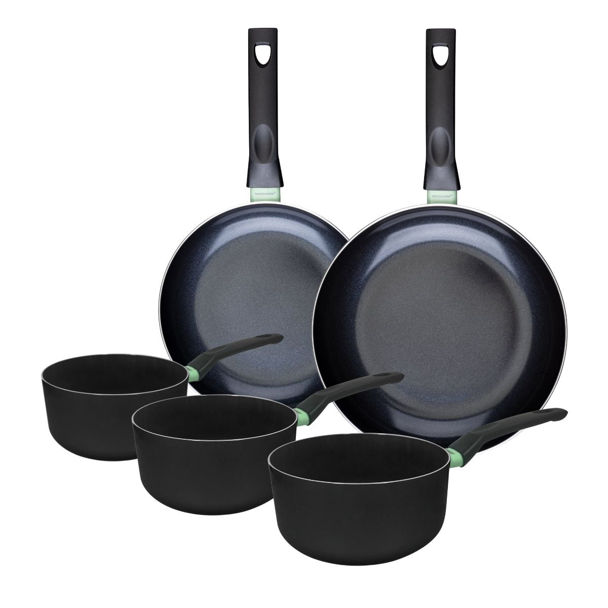 Ensemble de 2 poêles de 24 et 28 cm et 3 casseroles 16, 18 et 20 cm Fackelmann Brandao
