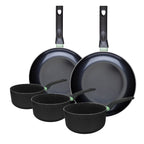 Ensemble de 2 poêles de 28 et 30 cm et 3 casseroles 16, 18 et 20 cm Fackelmann Brandao