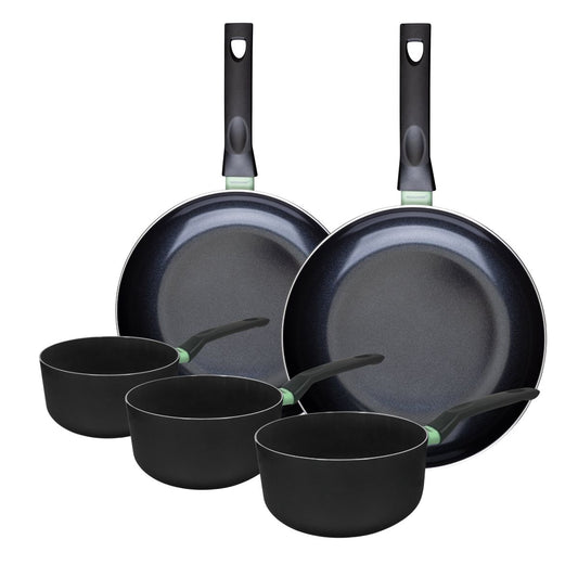 Ensemble de 2 poêles de 28 et 30 cm et 3 casseroles 16, 18 et 20 cm Fackelmann Brandao