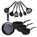 Set de 1 poêle 24 cm, 3 casseroles antiadhésives céramique 16, 18 et 20 cm et 6 ustensiles Fackelmann Brandao