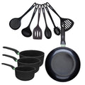Set de 1 poêle 28 cm, 3 casseroles antiadhésives céramique 16, 18 et 20 cm et 6 ustensiles Fackelmann Brandao