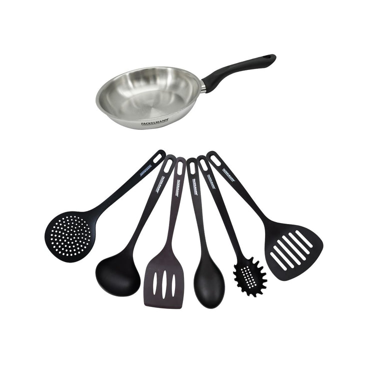 Set poêle 20 cm en inox et 6 ustensiles Fackelmann Geneva