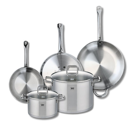 Ensemble de 3 Poêles de cuisson 24, 28 et 32 cm et 2 faitouts 20 et 26 cm Elo Profi Citrin