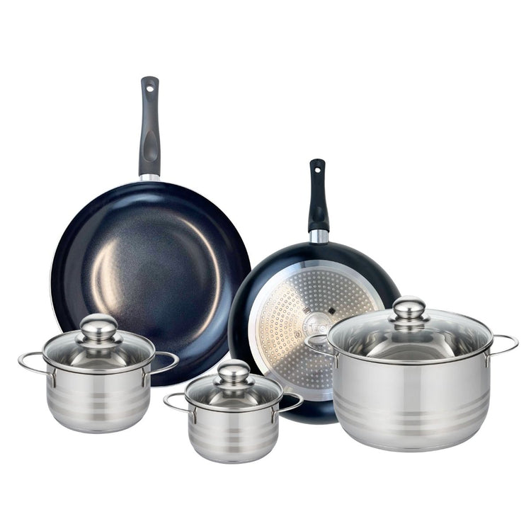 Ensemble de 2 Poêles de cuisson 28 et 32 cm et 3 faitouts 14, 16 et 24 cm Elo Prima Brillant