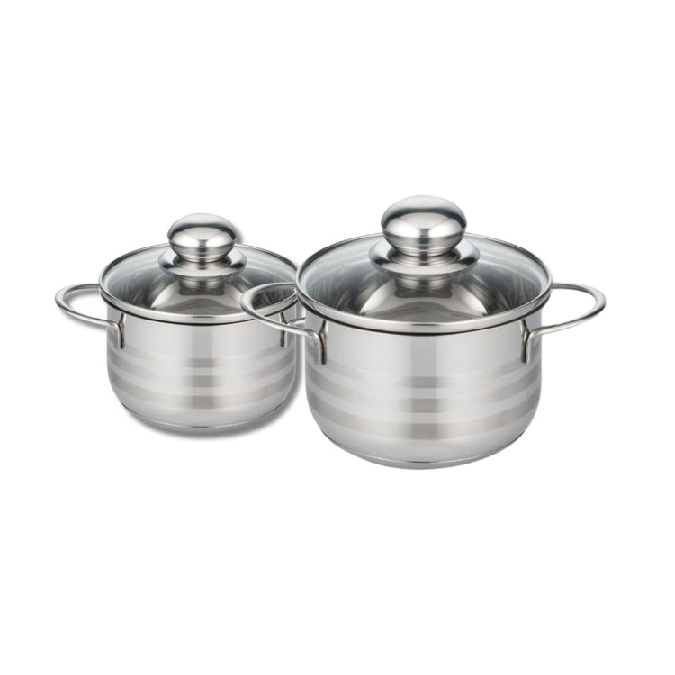 Lot de 2 faitouts 12 et 14 cm en acier inoxydable sans PFAS Elo Brillant