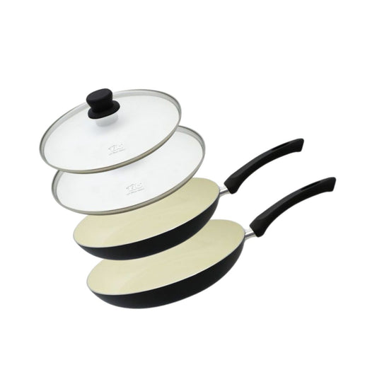 Set de 2 Poêles 20 et 24 cm céramique sans PFAS et 2 couvercles de cuisson en verre Elo Pure Ceramica