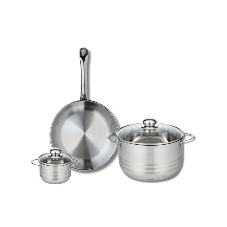 Ensemble de 1 Poêle de cuisson 28 cm et 2 faitouts 12 et 24 cm Elo Profi Brillant