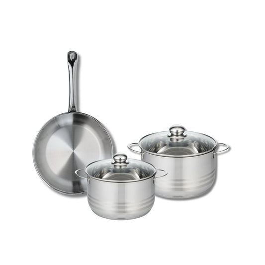 Ensemble de 1 Poêle de cuisson 28 cm et 2 faitouts 20 et 24 cm Elo Profi Brillant