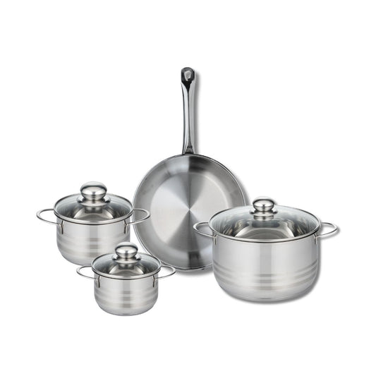 Ensemble de 1 Poêle de cuisson 28 cm et 3 faitouts 14, 16 et 24 cm Elo Profi Brillant