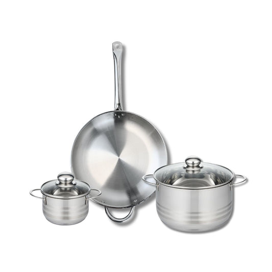 Ensemble de 1 Poêle de cuisson 32 cm et 2 faitouts 14 et 24 cm Elo Profi Brillant