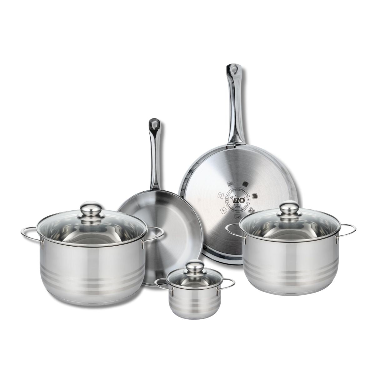 Fackelmann Geneva Set 6 Pièces Batterie De Cuisine Inox 18/8 – 3 Poêles 20/24/28cm + 3 Casseroles 12/16/20cm, Induction Et Four