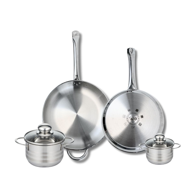 Ensemble de 2 Poêles de cuisson 28 et 32 cm et 2 faitouts 12 et 16 cm Elo Profi Brillant