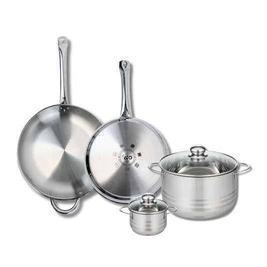 Ensemble de 2 Poêles de cuisson 28 et 32 cm et 2 faitouts 12 et 24 cm Elo Profi Brillant