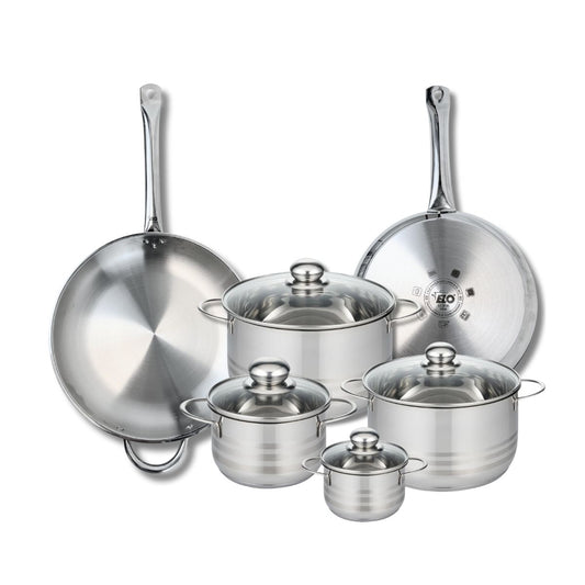 Ensemble de 2 Poêles de cuisson 28 et 32 cm et 4 faitouts 12, 16, 20 et 24 cm Elo Profi Brillant