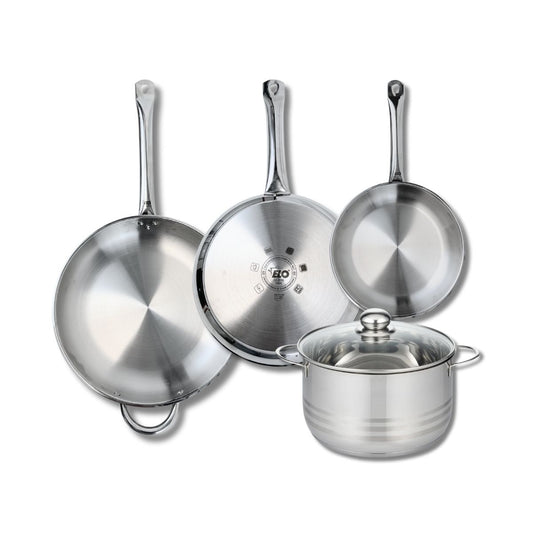 Ensemble de 3 Poêles de cuisson 24, 28 et 32 cm et 1 faitout 24 cm Elo Profi Brillant