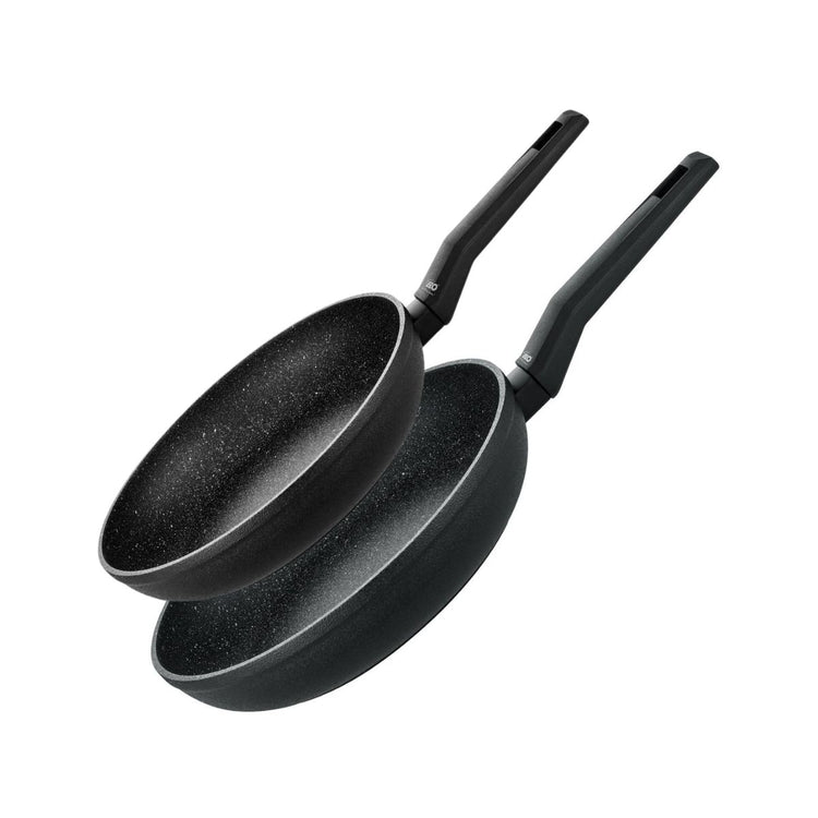 Lot de 2 poêles à frire de 24 cm et 28 cm en aluminium forgé Elo Granit Solution