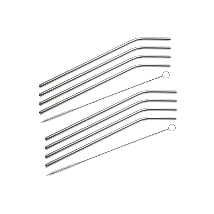 Lot de 8 pailles incurvées en inox avec goupillons 24 cm Fackelmann Bar Concept