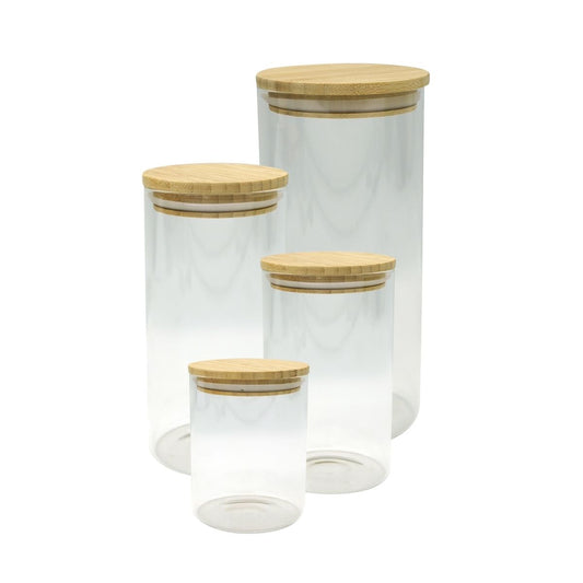 Set de 4 boîtes de conservation en verre avec couvercle en Bambou Fackelmann Eco Friendly