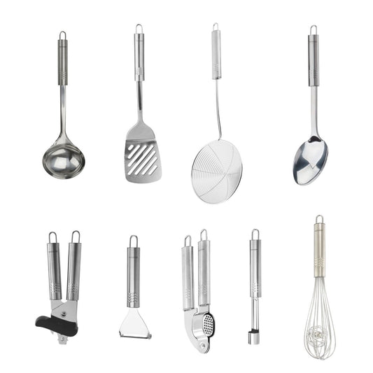 Ensemble de 9 ustensiles de cuisine inox Fackelmann Ovale