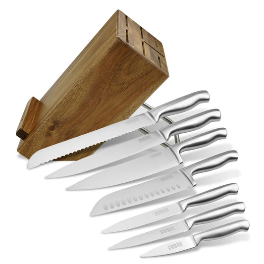 Ensemble de 7 couteaux de cuisine professionnels et un bloc de rangement Nirosta