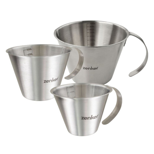 Set de 3 verres doseurs gradués en inox 250 ml, 500 ml et 1 litre Zenker