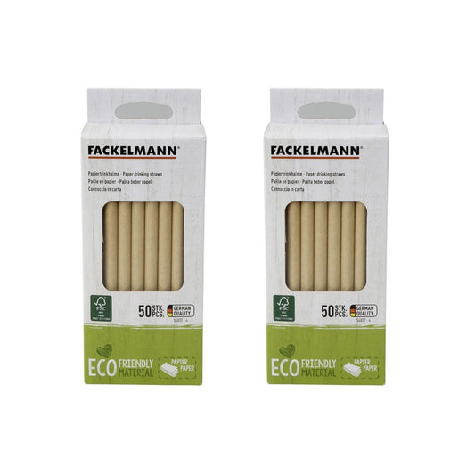 Lot de 2 boite de 50 pailles en papier rigide brun Fackelmann Eco Friendly