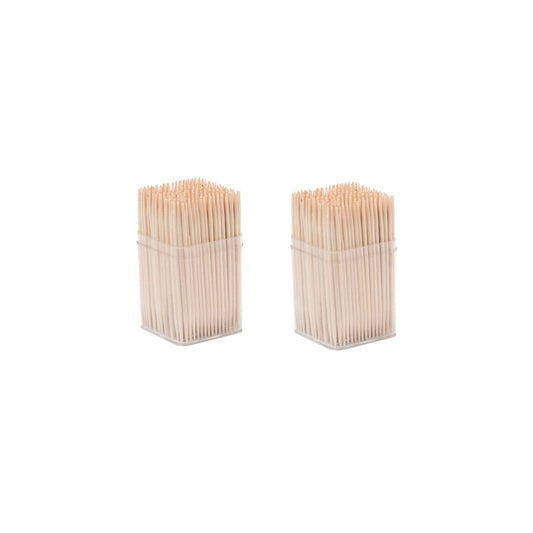 Lot de 2 tonnelets de 300 cure-dents en bois avec couvercle Fackelmann Wood Edition