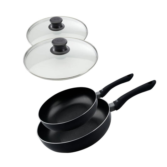 Ensemble de 2 woks de cuisine et 2 couvercles en verre 20 cm et 28 cm Elo Smart Life