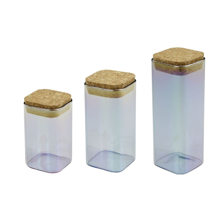 Set de 3 boîtes de conservation en verre avec couvercle 280 ml + 330 ml + 450 ml Tasty Green