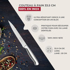 Couteau à pain inox professionnel Set de 2, 33,5 x 3 x 2 cm acier inoxydable Nirosta Star