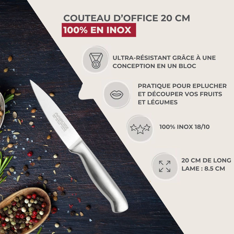 Ensemble de 6 Couteaux d'office en inox 20 cm en tout Nirosta Star