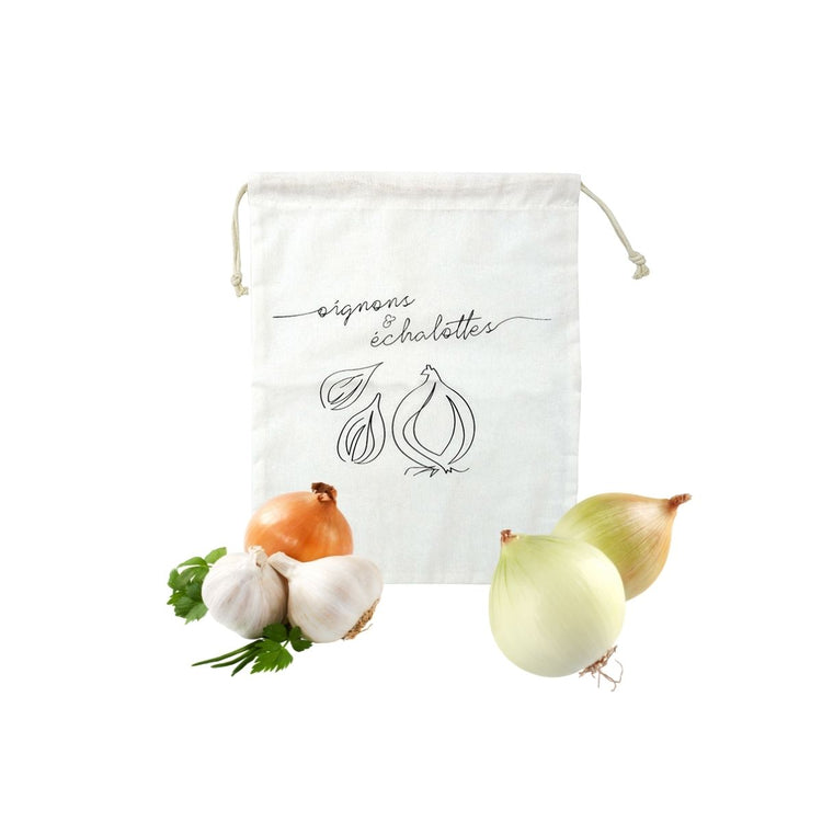 Ensemble de 2 Sacs de conservation pour oignons et échalotes en coton Fackelmann Eco Friendly