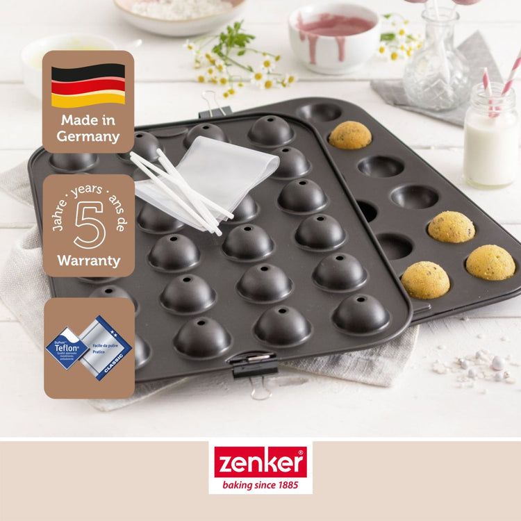 Ensemble de 2 Set Moules cake pop bâtonnets et sachets transparents 38 x 26 cm Zenker Special Creative