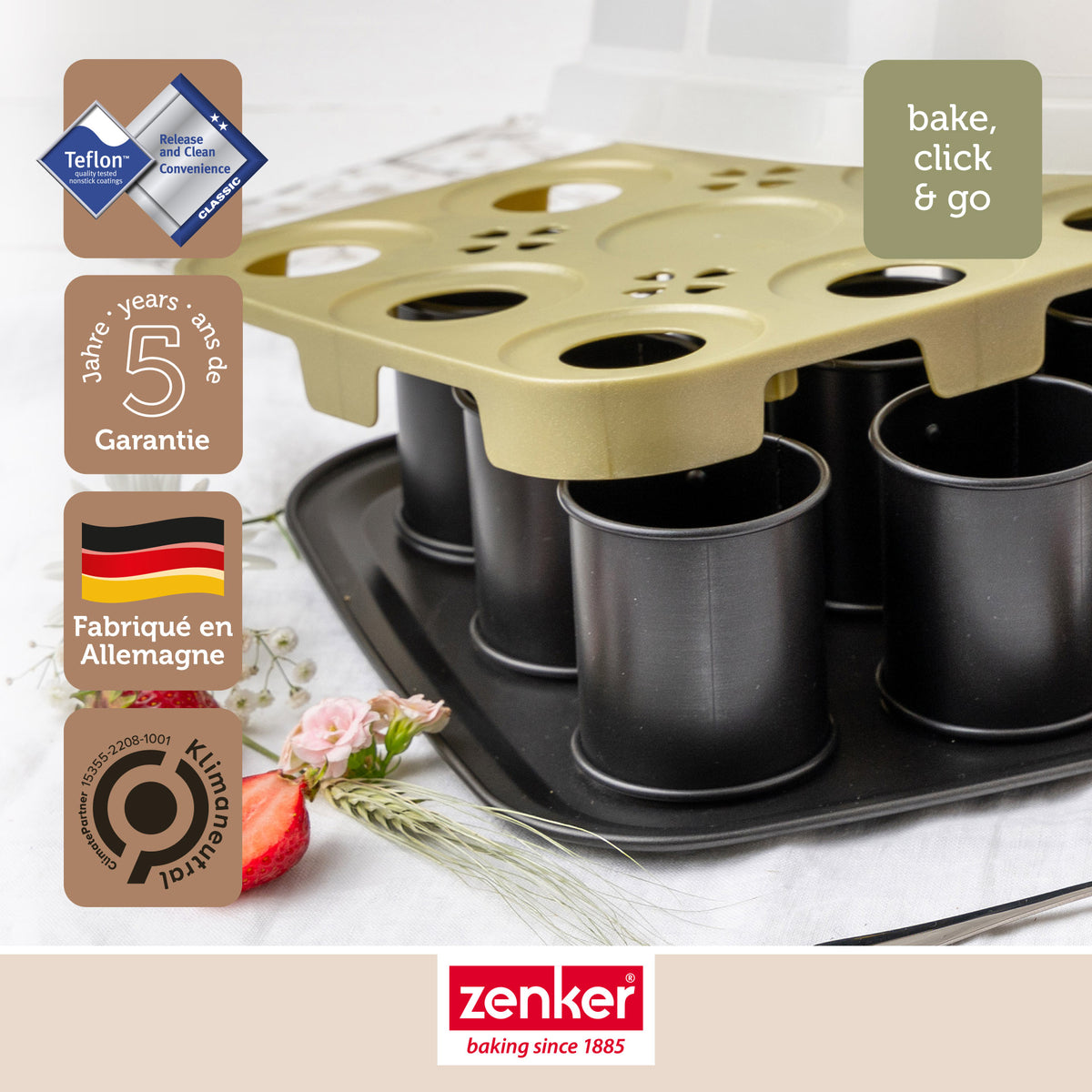 Lot de 2 moules à gâteaux 29/29 cm en acier Zenker Bake Click and Go