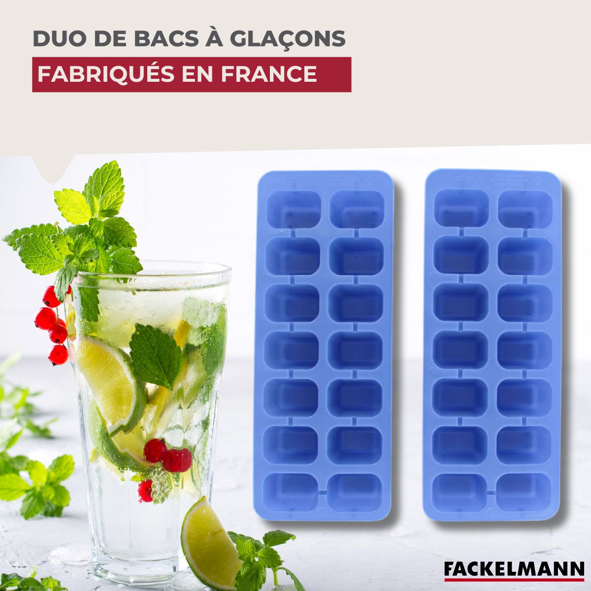 Lot de 2 Bac à glaçons 14 glaçons Fackelmann Bar Concept