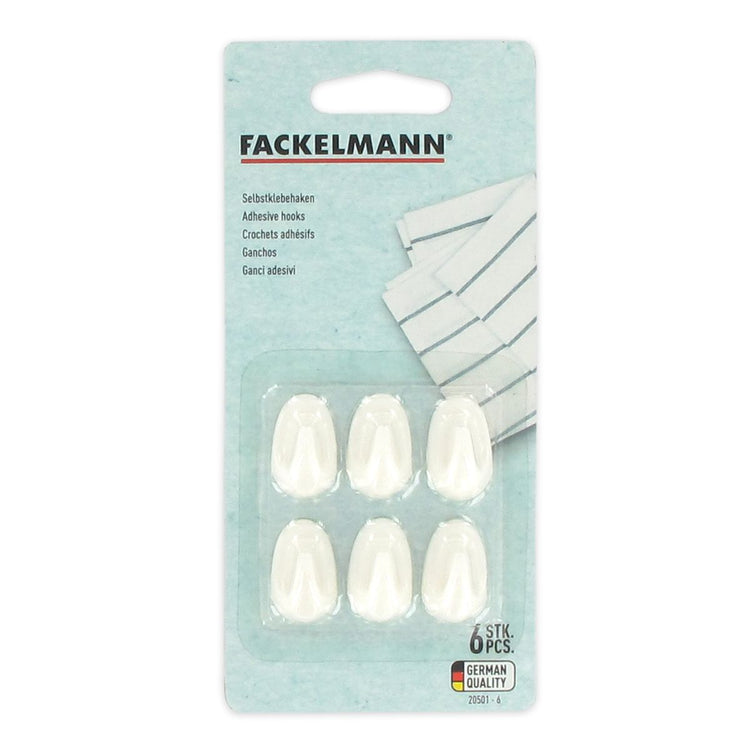 Lot de 6 mini crochets adhésifs blancs Fackelmann Tecno