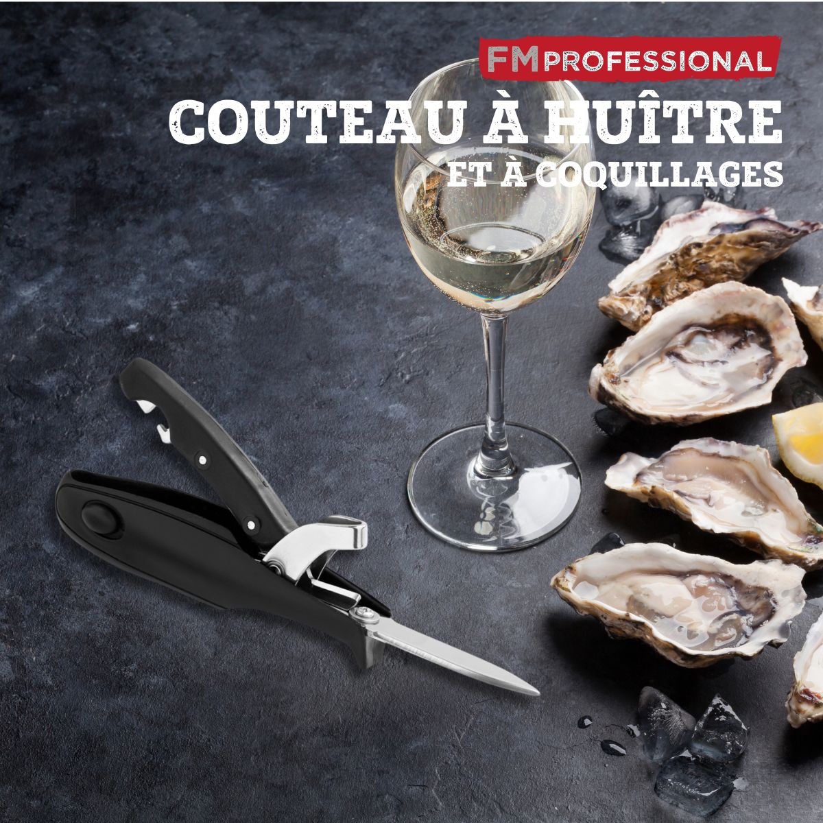 Assiette à Huîtres 8 Fentes Inox – Avec Couteau + Gants Anti-Coupure – Plateau Huîtres/Coquillages Parfait Pour Fêtes