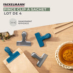 Lot de 4 pinces inox pour fermer les sachets Fackelmann Balance