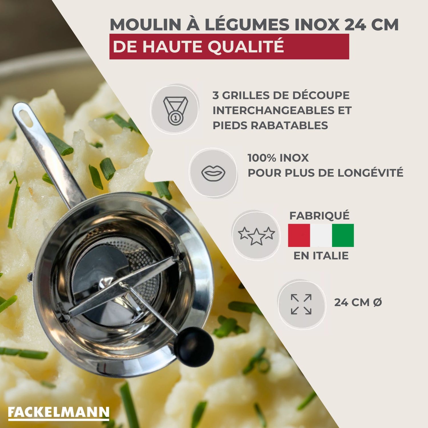 Moulin à légumes inox 24 cm Fackelmann Handmade Tradition