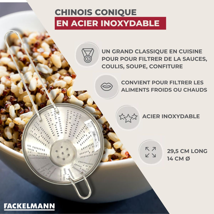 Chinois conique 14 cm de diamètre en inox Fackelmann