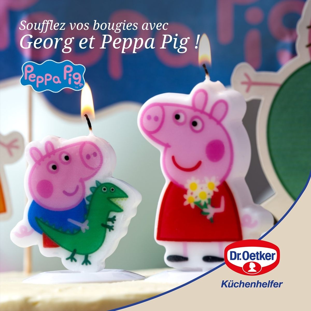 2 bougies en cire personnages pour les anniversaires des enfants Dr. Oetker Peppa Pig