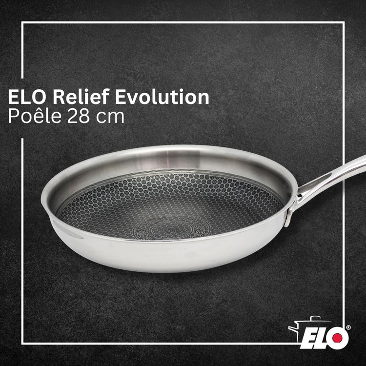 Poêle 28 cm en inox 18/10 Elo Relief Evolution