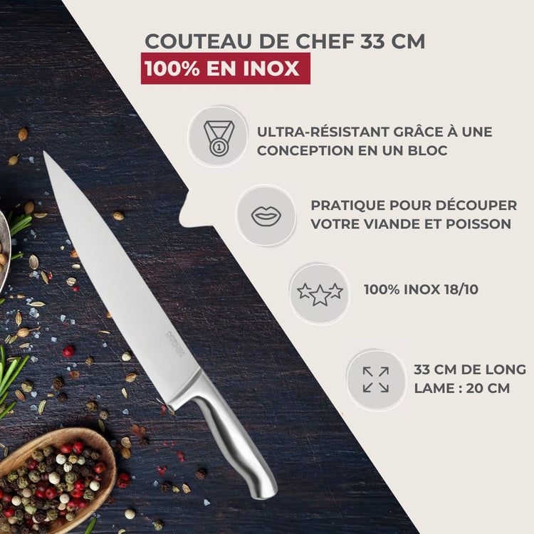 Couteau de chef 33 cm en inox Nirosta Star