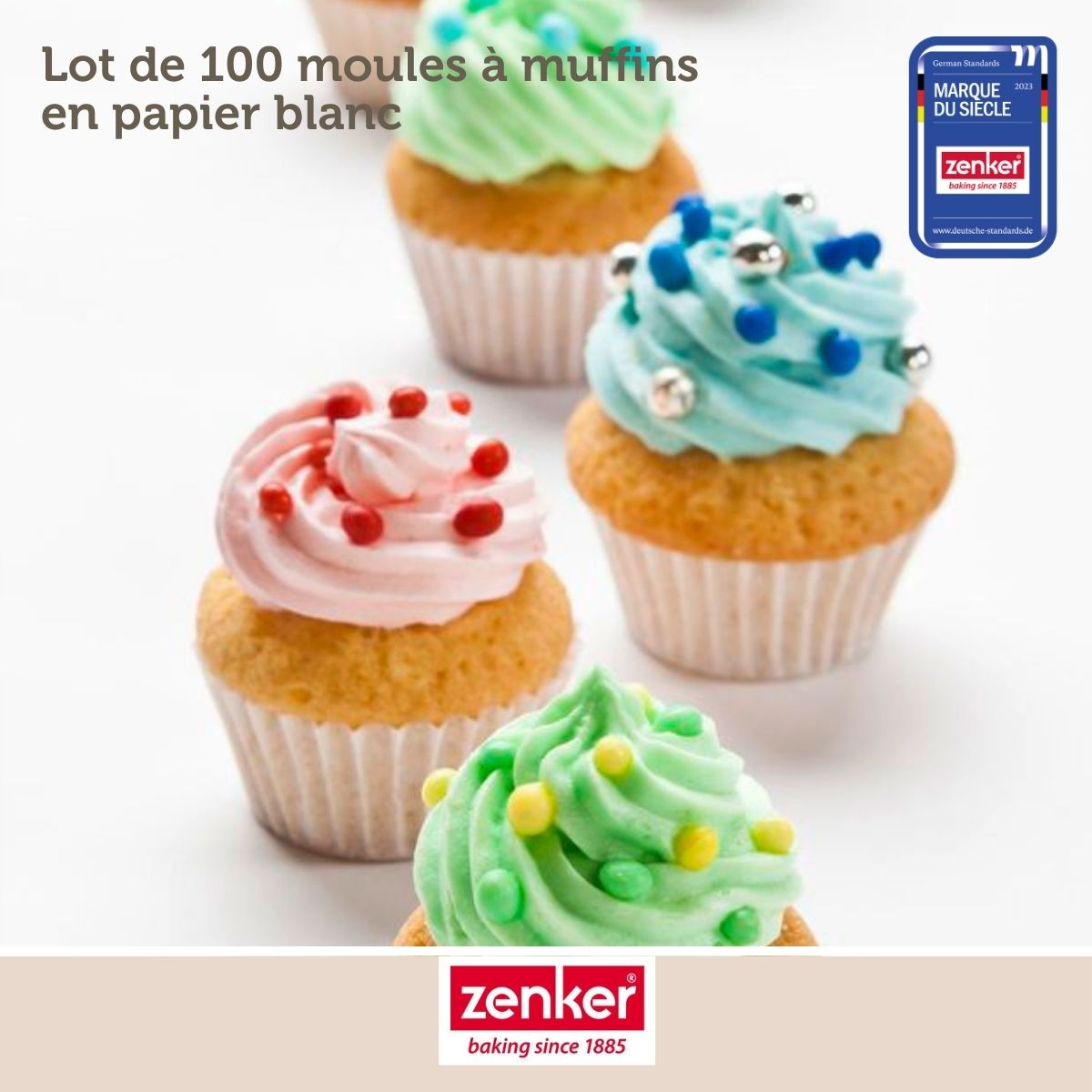 Pack de 100 moules à muffin en papier blanc Zenker