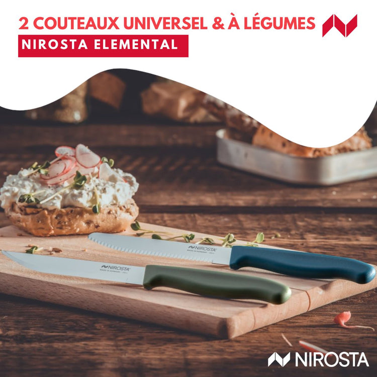 Set de 2 couteaux d’office et à petit déjeuner 22,5 cm Nirosta Elemental