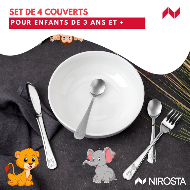 Set de 4 couverts pour enfants Nirosta Safari
