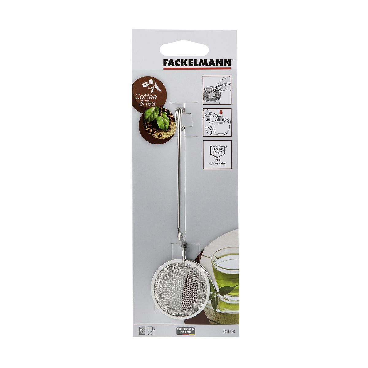 Boule à thé type pince à thé en inox 15 cm Fackelmann