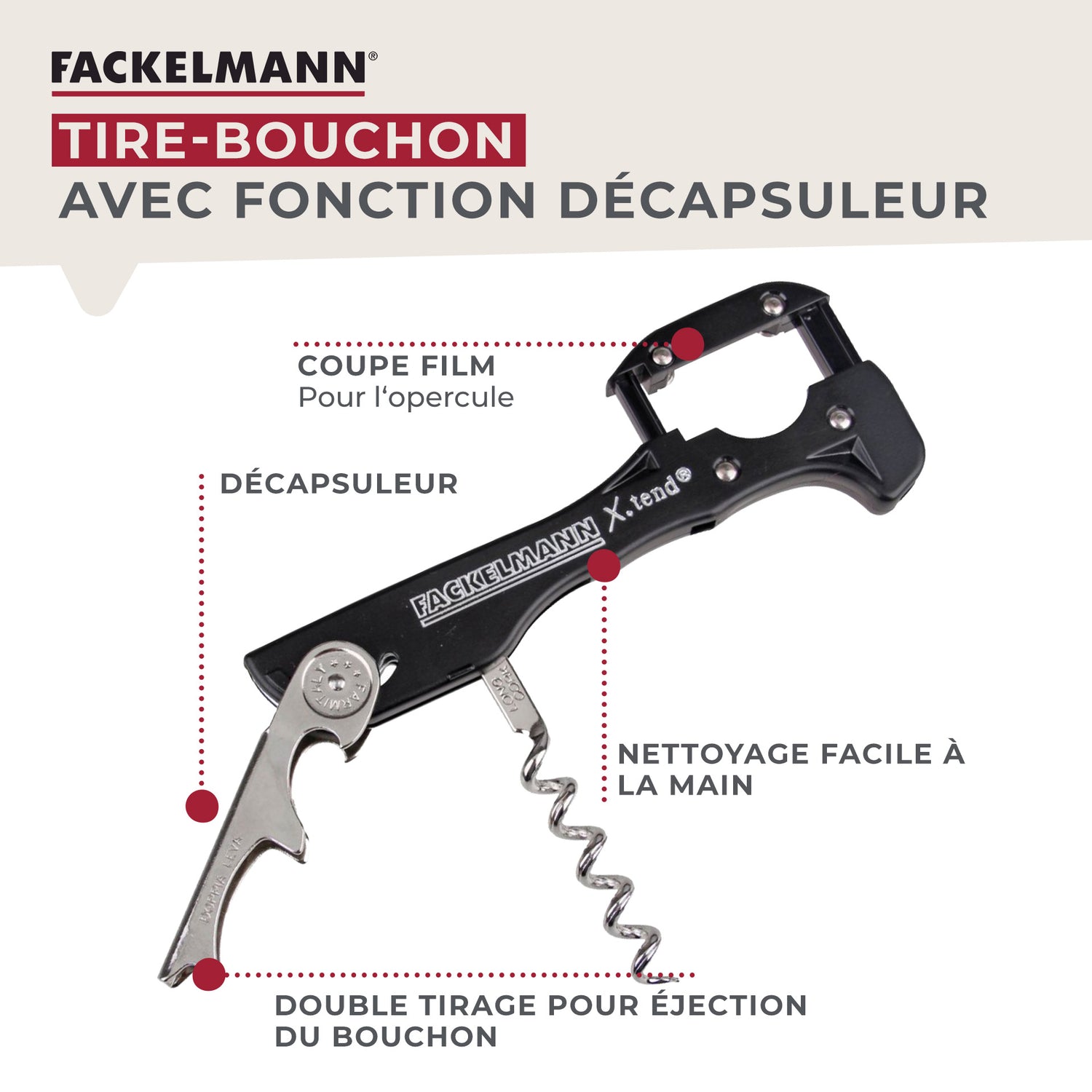 Tire-bouchon décapsuleur 13 cm Fackelmann Bar Concept