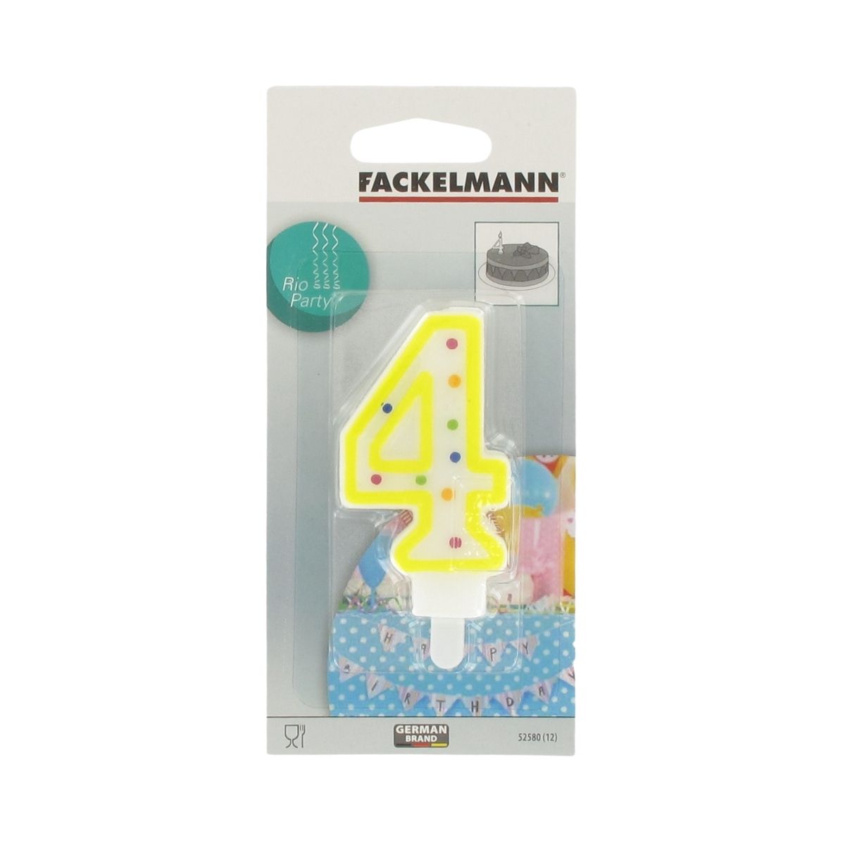 Bougie anniversaire chiffre 4 Fackelmann Rio Party